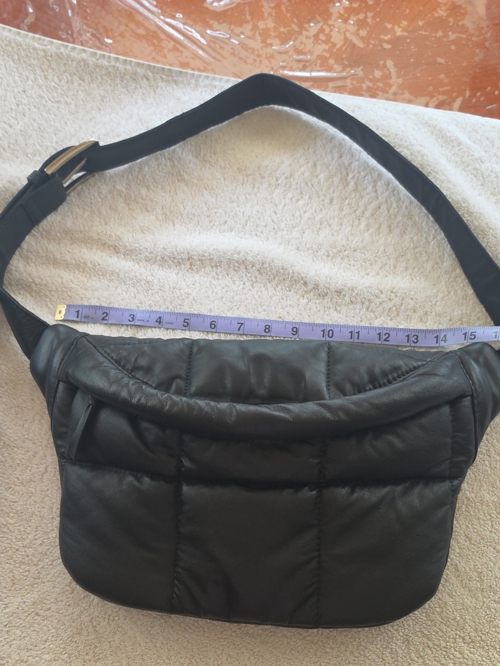 Quilted Black Leather Crossbody Belt Bag
